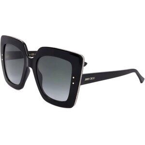 JIMMY CHOO Auri Dark Havana Square-Frame Sunglasses With Glitter black